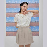 Kairo pleats skirt (beige) (6684261220470)