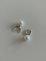 [92.5silver] round pearl one-touch earrings