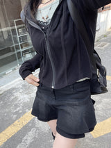 ビンテージリブドフードジップアップ / Y2K Vintage Ribbed Hood Zip-Up