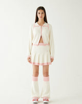ブークルニットクロップジップアップ/BOUCLE KNIT CROP ZIP UP IVORY