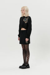 キルシードゥードゥルチェリースプレッドクロップ丈トレーナー／DOOLE CHERRY SPREAD CROP SWEAT [BLACK] (6658899738742)
