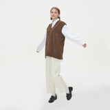 LAMBSWOOL V NECK KNIT VEST_BROWN (6610829312118)