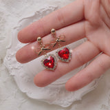 Red Heart and Ribbon Earring (Momoland Nayun Earring)