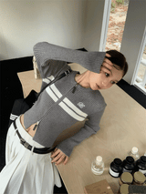 double zip knit cardigan