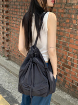 プリーツデイリーナイロンストリングポケットバックパック/Pleated Daily Nylon String Pocket Backpack