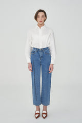 LETTERING STRAIGHT FIT DENIM PANTS [6886]