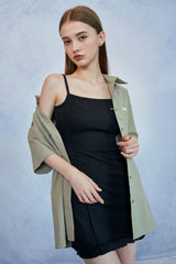 HIDE Lettuce Edge Line Dress (Black) (6570971463798)