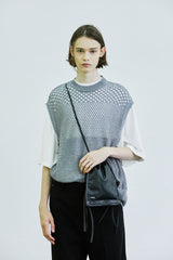 グラデーションパンチングニットベスト/gradation punching knit vest grey