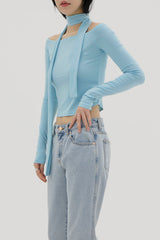 オフショルダーTシャツ / Off Shoulder Scarf T-Shirt (3color)