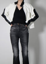 レイシングカラーマッチングレザージャケット / Racing color matching leather jacket (2color)