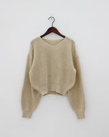 ウールバルーンVネックニット / Wool balloon V-neck knit (5color)