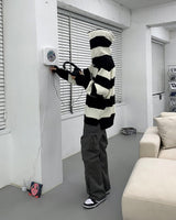 Striped Oversized Warmer Hooded Knitwear (3 colors)