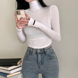 サイドシャーリングレーベルタートルネックTシャツ