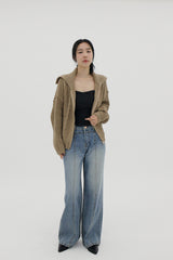 カラプレッツェルニットジップアップ / Kara pretzel knit zip-up (5color)