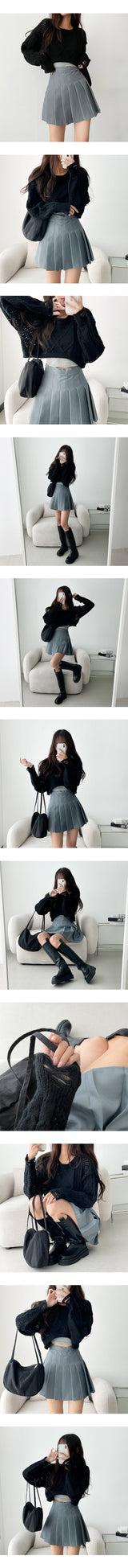 Crop Pattern Round Knitwear