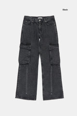 Hangdown string cargo denim pants