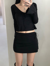 ペリーストラップシャーリング長袖Tシャツ / Perry Strap Shirring T (2color)