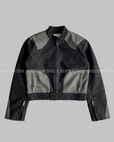 トレジャークロップドレーシングレザージャケット / OA Treasure Cropped Racing Leather Jacket (2 colors)