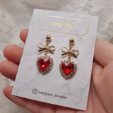 Red Heart and Ribbon Earring (Momoland Nayun Earring)