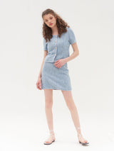 スージーツイードミニスカート/SUZY TWEED MINI SKIRT_BLUE