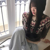 [Wool 10] キャンドルハートノルディックパターンラウンドニット