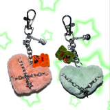Fluffy tied bear keychain
