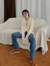 ロングダメージカーディガン / Long Damage Cardigan (3color)