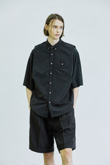 スリーブレス ナイロン シャツ / sleeveless nylon shirt black