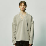 vネックレイヤードストリングピアススウェット / v-neck layerd string pierced mtm mocha
