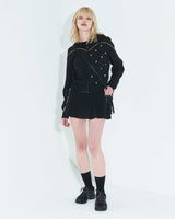 Pleated Logo-Tape Mini Skirt _ Black
