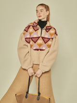 Geometric Fleece Anorak (Beige) (6643894648950)
