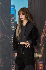ラインクロップフーディー / LINE CROP HOODIE (BLACK)