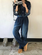 Deep ocean denim set up shirt