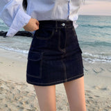 [Bellide made/2 size/Included Underpants] Saltie Non-fade Pocket Cargo Raw Denim Skirt