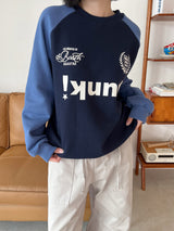 フットボールカラーマッチングスウェットシャツ/Football Color Matching Sweatshirt (2color)