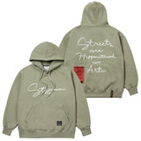 レターグラフオーバーサイズドヘビースウェットフーディー / 22 LETTER GRAPH OVERSIZED HEAVY SWEAT  HOODIE WHITE MELANGE / LIGHT KHAKI