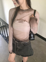 リケットシースルーヒップグラデーション長袖Tシャツ