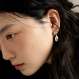 double tear earring - silver