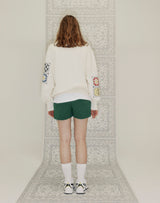 グラニースクエアハーフジップアップスウェット/GRANNY SQUARE HALF ZIP UP SWEATSHIRT CREAM
