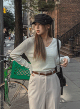 [WOOL]ウィンターウールベーシックVネックニット