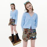 Finger Hole Ribbon Cardigan [Blue] (6612250656886)