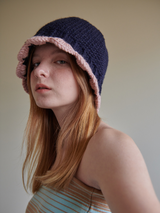 플라워벨햇 (네이비 앤드 핑크) /  Flower bell hat (navy and pink) (6656025100406)