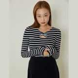 アンバーストライプTシャツ / Amber stripes T-shirts (navy)