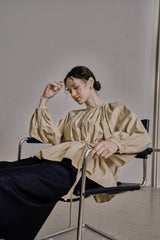 シャーリングパフブラウス/SHIRRING PUFF BLOUSE_BEIGE