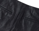 フォーレザーローライズミニスカート / Faux-Leather Low Rise Mini Skirt _ Black