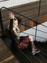Preppy Pleated Tennis Check Skirt