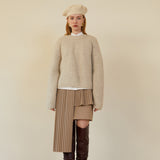 アンバルプリーツスカート / UNBAL PLEATS SKIRT (CARAMEL BEIGE)