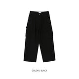 (UNISEX) カーブド切開斜線カーゴパンツ