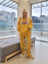 VENTIQUE flame embroidery fleece hood 4color (6636434194550)
