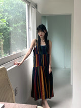 Horner Hippie Bohemian Striped Sleeveless Long Dress